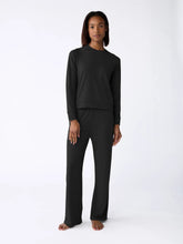 Women's Brushed Bamboo Wide Leg Pull On Pant & Pullover Crew Set