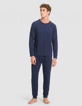 Men's Bamboo Stretch-Knit Long Sleeve Pajama Set