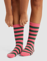 Striped Plush Lounge Calf Sock - Last Chance