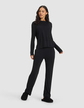 Women's Bamboo Stretch-Knit Long Sleeve Lounge Tee & Pant Set