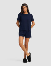 Women's Bamboo Stretch-Knit Lounge Tee & Shorts Set