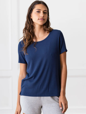 Women’s Bamboo Rib-Knit Short Sleeve Lounge Top - Last Chance