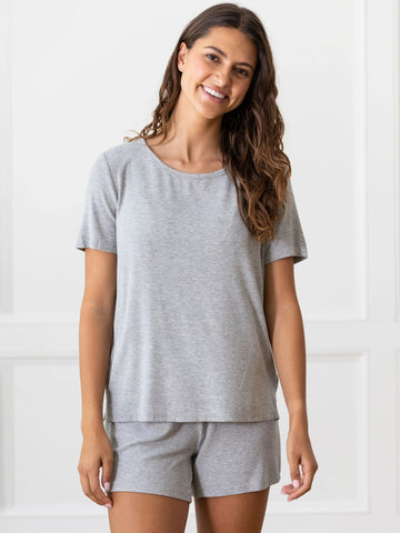 Women’s Bamboo Rib-Knit Short Sleeve Lounge Top - Last Chance