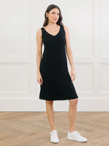 Women’s Bamboo Rib-Knit V-Neck Tank Lounge Dress - Last Chance