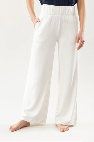 Women's Brushed Bamboo Wide Leg Pull On Pant & Pullover Crew Set