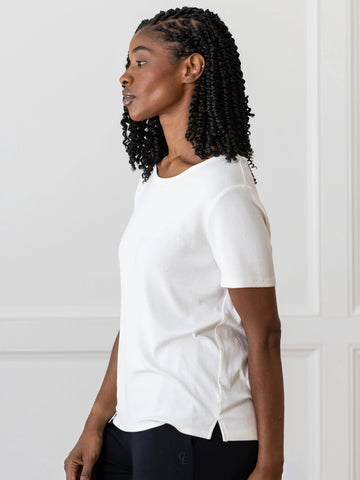 Women’s Bamboo Rib-Knit Short Sleeve Lounge Top - Last Chance