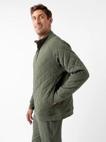 Men's Brushed Bamboo Quilted Snap Pullover - Last Chance