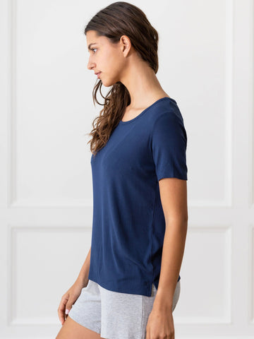 Women’s Bamboo Rib-Knit Short Sleeve Lounge Top - Last Chance