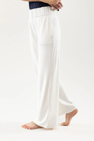 Women's Brushed Bamboo Wide Leg Pull On Pant & Pullover Crew Set