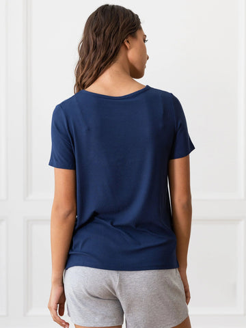 Women’s Bamboo Rib-Knit Short Sleeve Lounge Top - Last Chance