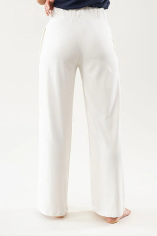 Women's Brushed Bamboo Wide Leg Pull On Pant & Pullover Crew Set