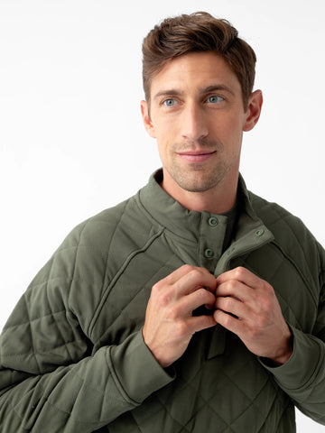Men's Brushed Bamboo Quilted Snap Pullover - Last Chance