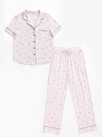 Women's Bamboo Stretch-Knit Short Sleeve & Pant Pajama Set - Last Chance