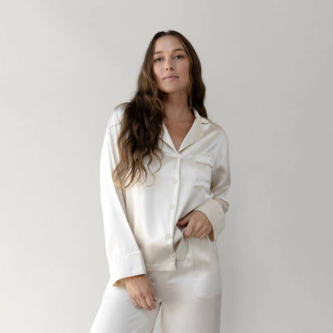 Serenity Silk Classic Long Sleeve Pajama Top - Last Chance