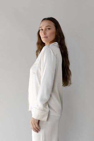 Serenity Silk Classic Long Sleeve Pajama Top - Last Chance