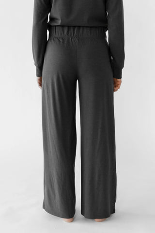 Women's Brushed Bamboo Wide Leg Pull On Pant & Pullover Crew Set