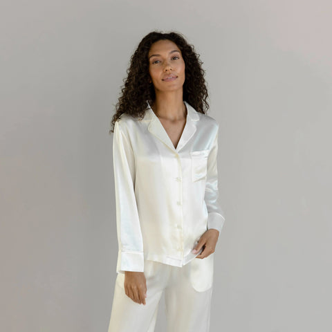 Serenity Silk Classic Long Sleeve Pajama Top - Last Chance