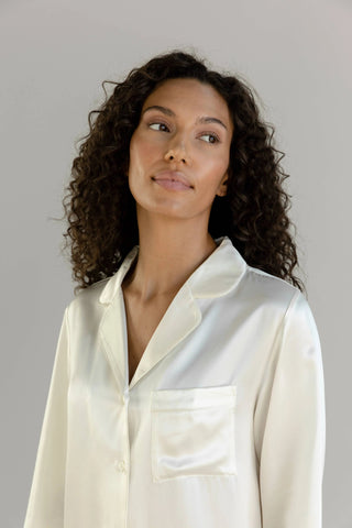 Serenity Silk Classic Long Sleeve Pajama Top - Last Chance