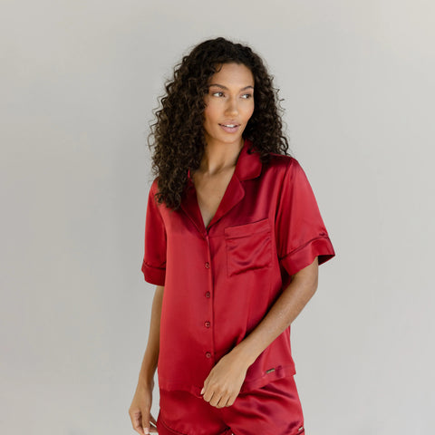 Serenity Silk Classic Short Sleeve Pajama Top - Last Chance