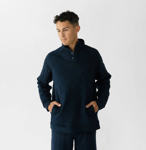 Men's Brushed Bamboo Quilted Snap Pullover - Last Chance