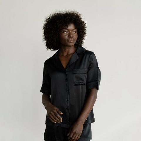 Serenity Silk Classic Short Sleeve Pajama Top - Last Chance