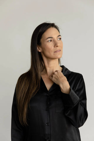 Serenity Silk Classic Long Sleeve Pajama Top - Last Chance