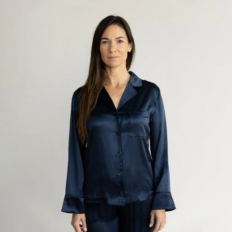 Serenity Silk Classic Long Sleeve Pajama Top - Last Chance