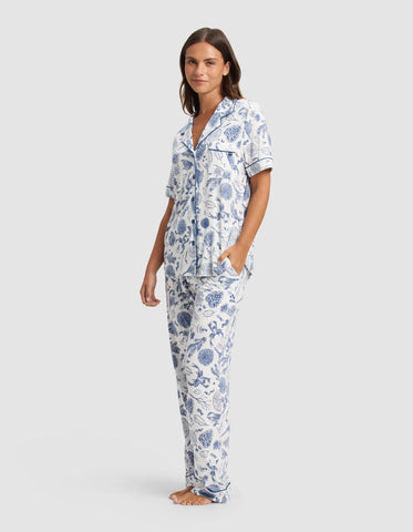 Women's Bamboo Stretch-Knit Short Sleeve & Pant Pajama Set - Last Chance