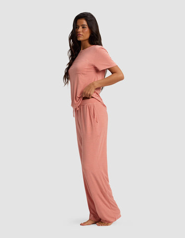 Women's Bamboo Stretch-Knit Lounge Tee & Pants Set