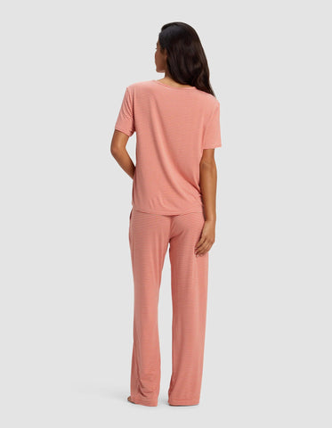 Women's Bamboo Stretch-Knit Lounge Tee & Pants Set