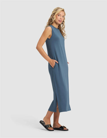 Women's Brushed Bamboo Sleeveless Midi Dress - Last Chance