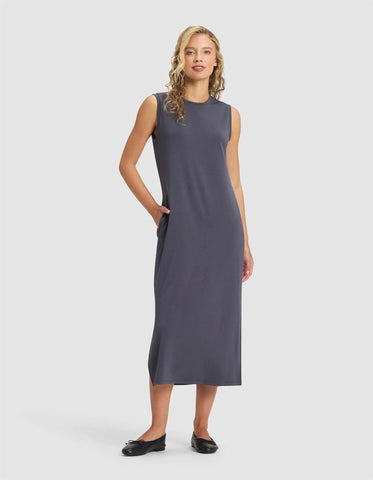 Women's Brushed Bamboo Sleeveless Midi Dress - Last Chance