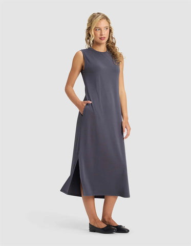 Women's Brushed Bamboo Sleeveless Midi Dress - Last Chance