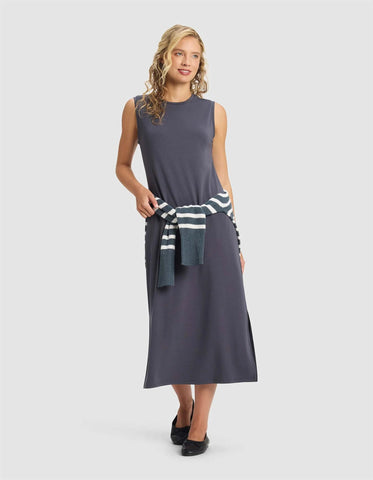 Women's Brushed Bamboo Sleeveless Midi Dress - Last Chance