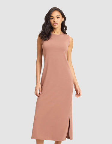 Women's Brushed Bamboo Sleeveless Midi Dress - Last Chance