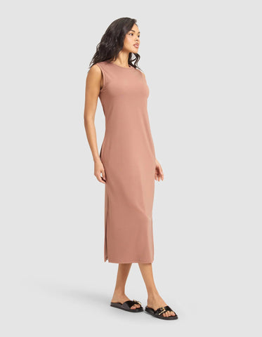Women's Brushed Bamboo Sleeveless Midi Dress - Last Chance