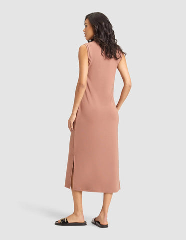 Women's Brushed Bamboo Sleeveless Midi Dress - Last Chance