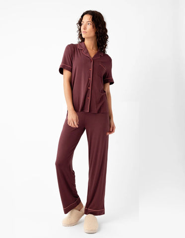 Women's Bamboo Stretch-Knit Short Sleeve & Pant Pajama Set - Last Chance