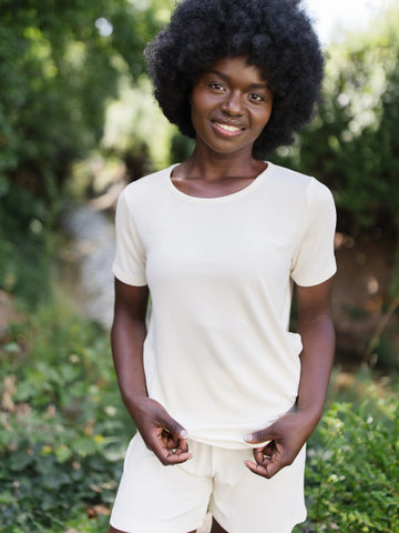 Women’s Bamboo Rib-Knit Short Sleeve Lounge Top - Last Chance