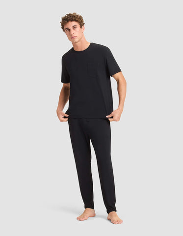Men's Bamboo Stretch-Knit Short Sleeve Tee & Pant Pajama Set