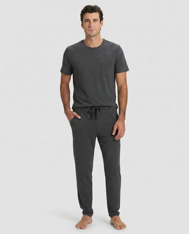 Men's Bamboo Stretch-Knit Short Sleeve Tee & Pant Pajama Set