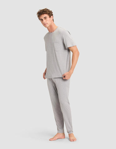 Men's Bamboo Stretch-Knit Short Sleeve Tee & Pant Pajama Set