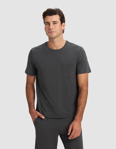 Men's Bamboo Stretch-Knit Short Sleeve Tee & Pant Pajama Set