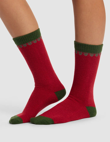 Mistletoe Plush Lounge Calf Sock - Last Chance