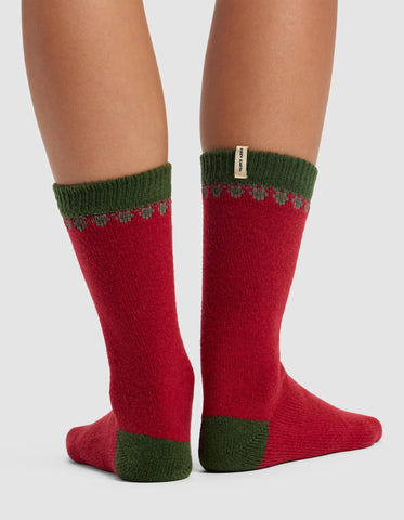 Mistletoe Plush Lounge Calf Sock - Last Chance