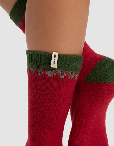 Mistletoe Plush Lounge Calf Sock - Last Chance