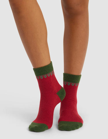 The Mistletoe Plush Modern Crew Sock - Last Chance