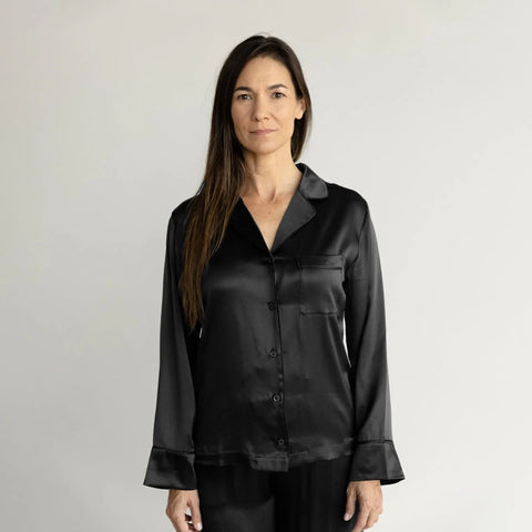 Serenity Silk Classic Long Sleeve Pajama Top - Last Chance