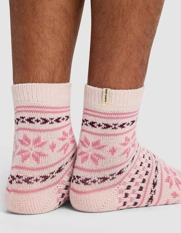 Snowflake Plush Lounge Quarter Sock - Last Chance