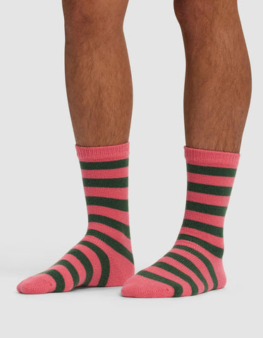 Striped Plush Lounge Calf Sock - Last Chance